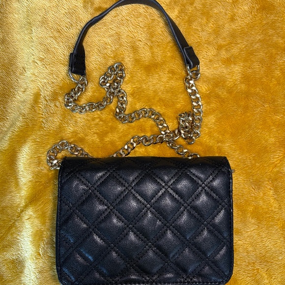 Black and Gold Quilted Crossbody Bag with Chain Strap - Picture 2 of 7